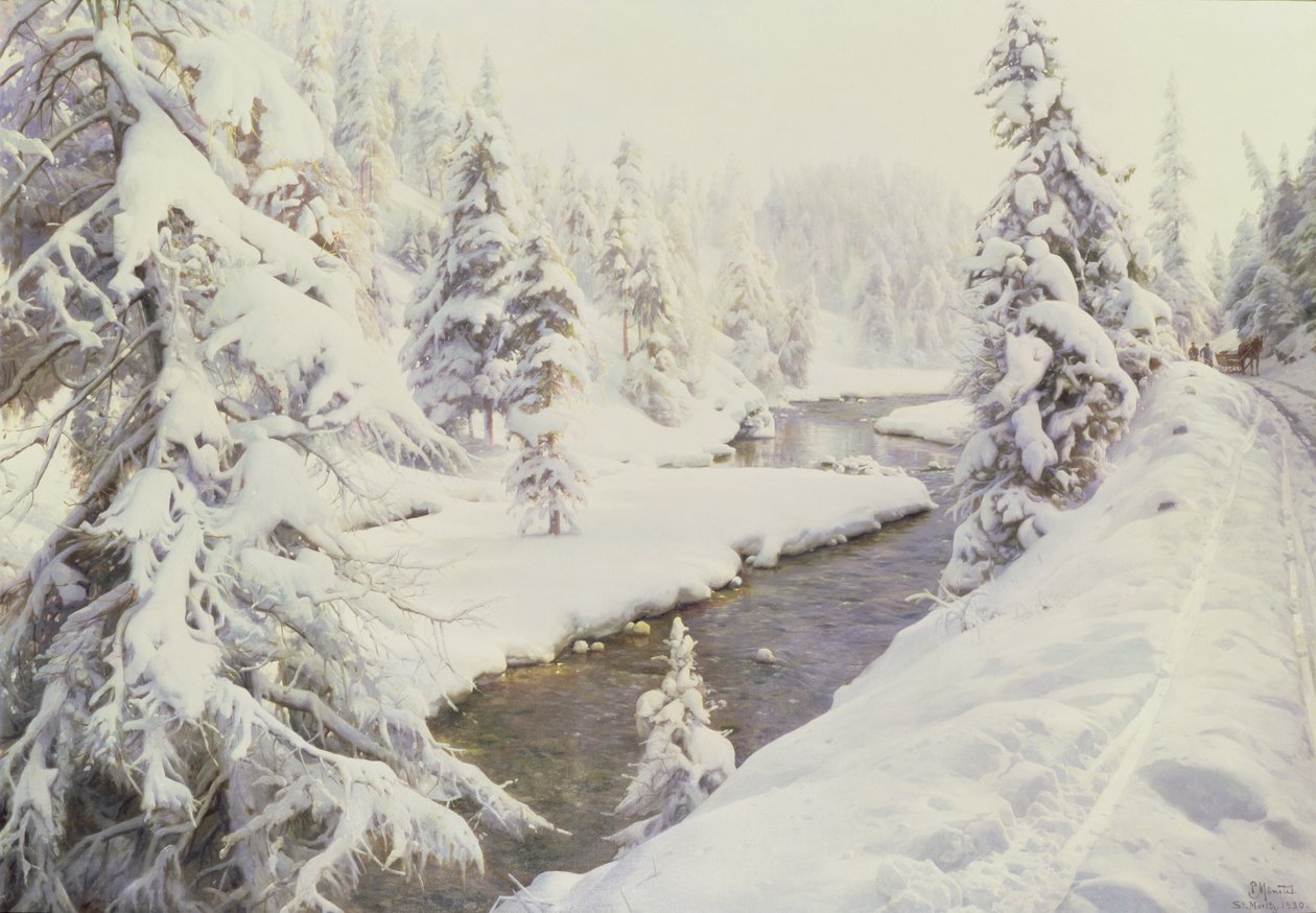 Zimní krajina, Svatý Mořic od Peder Monsted