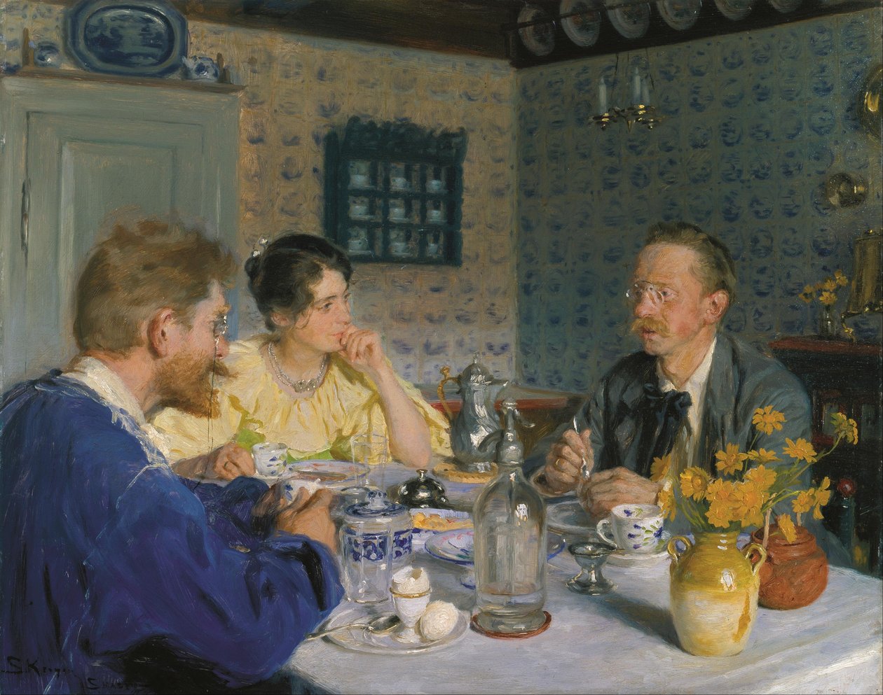 Snídaně, Umělec, jeho žena a spisovatel Otto Benzon od Peder Severin Kroyer
