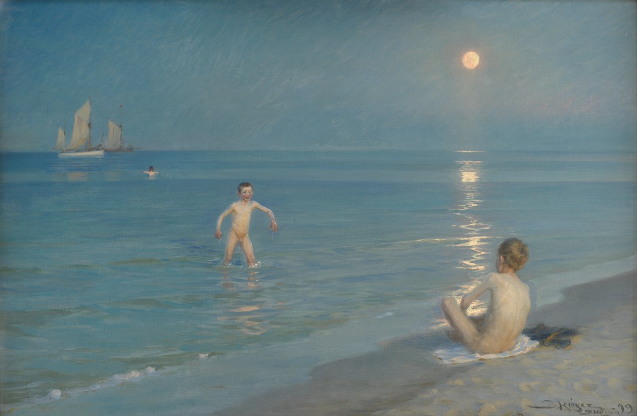 Chlapci koupání ve Skagenu. letní večer od Peder Severin Krøyer