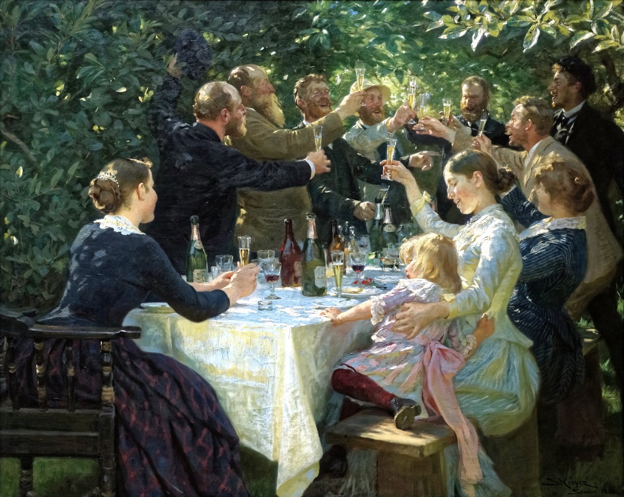 Dánština:  Hip, hip, hurá! Umělecký večírek ve Skagenu Hip, hip, hurá! od Peder Severin Krøyer