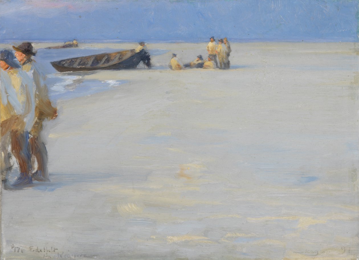 Rybáři na severní pláži ve Skagenu. Letní večer od Peder Severin Krøyer
