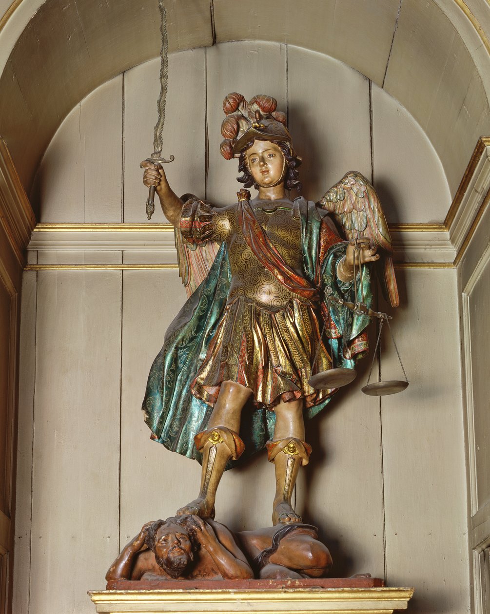 Sv. Michal archanděl, 1658 (polychromované dřevo) od Pedro Roldan