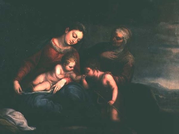 Panna s dítětem se svatou Alžbětou a Janem Křtitelem od Pedro Atanasio Bocanegra