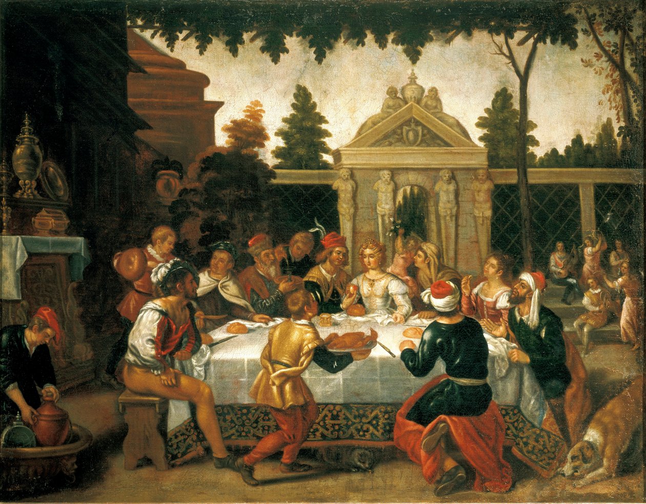 Svatební hostina Isaaca a Rebeccy od umělce ze školy Pedro Orrente (1580-cca 1645) od Pedro (school of) Orrente