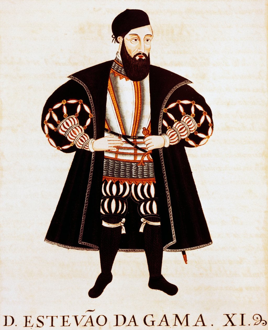 Estevao Da Gama (cca 1505-1576), miniatura z Brieve Treatise nebo Epilog of the Vizos-Reys of India od Pedro Barretto de Resende