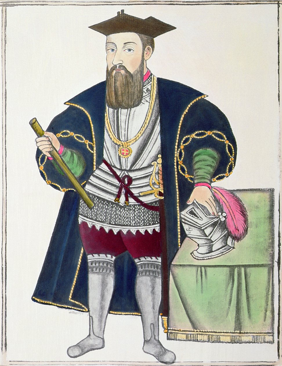 Portrét Vasco de Gama (kvaš na papíře) od Pedro Barretto de Resende