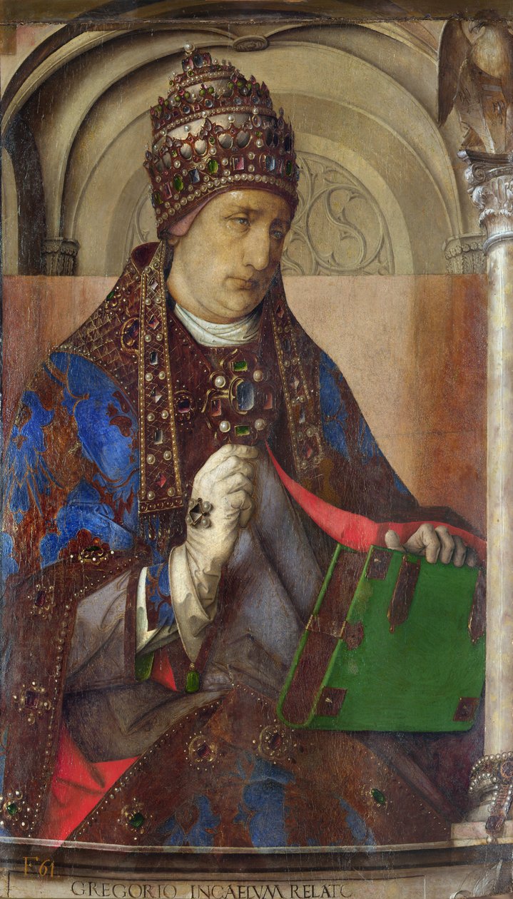 Portrét svatého Řehoře I., kolem 1473-1475 (olej na dřevě) od Pedro Berruguete