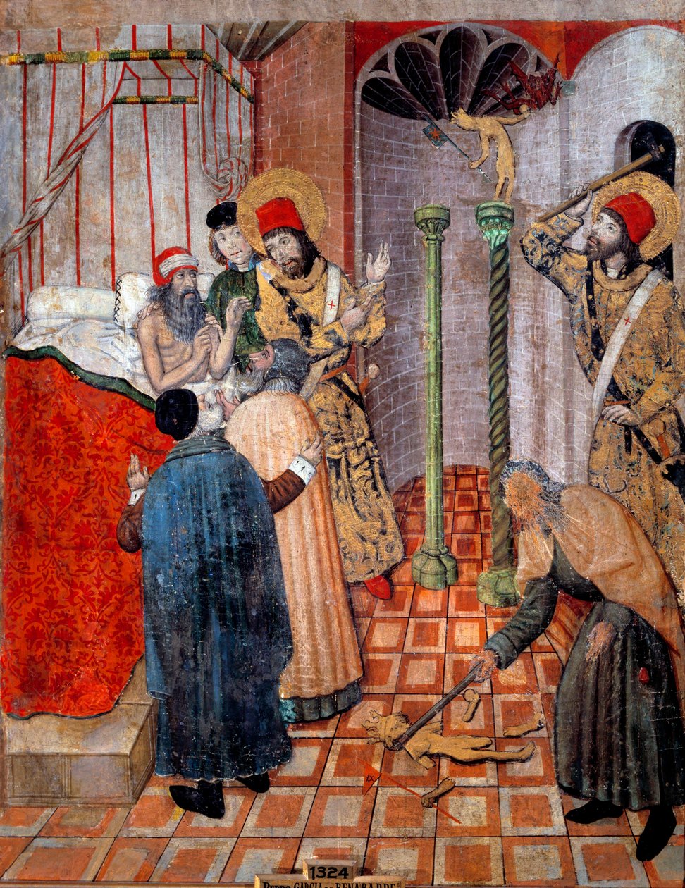 San Sebastian a Saint Polycarp ničí idoly. Kněz Polykarp a Sebastian u prefeta Říma (Chromace), který je požádal, aby ho varovali. Sebastien mu řekl, aby se nejprve vzdal svých idolů a dal mu svolení je zlomit. Obraz Pedro Garcia od Pedro García de Benabarre