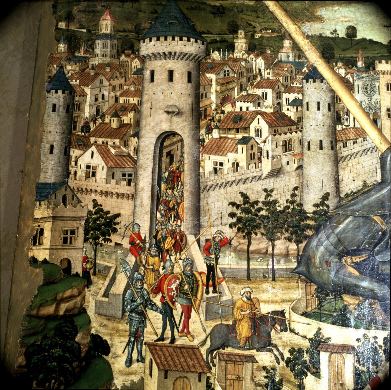 Oltářní obraz svatého Jiří: Dobytí Palmy de Mallorca v roce 1229 vojsky Jacquese I., krále Aragona, detail od Pedro Nisart