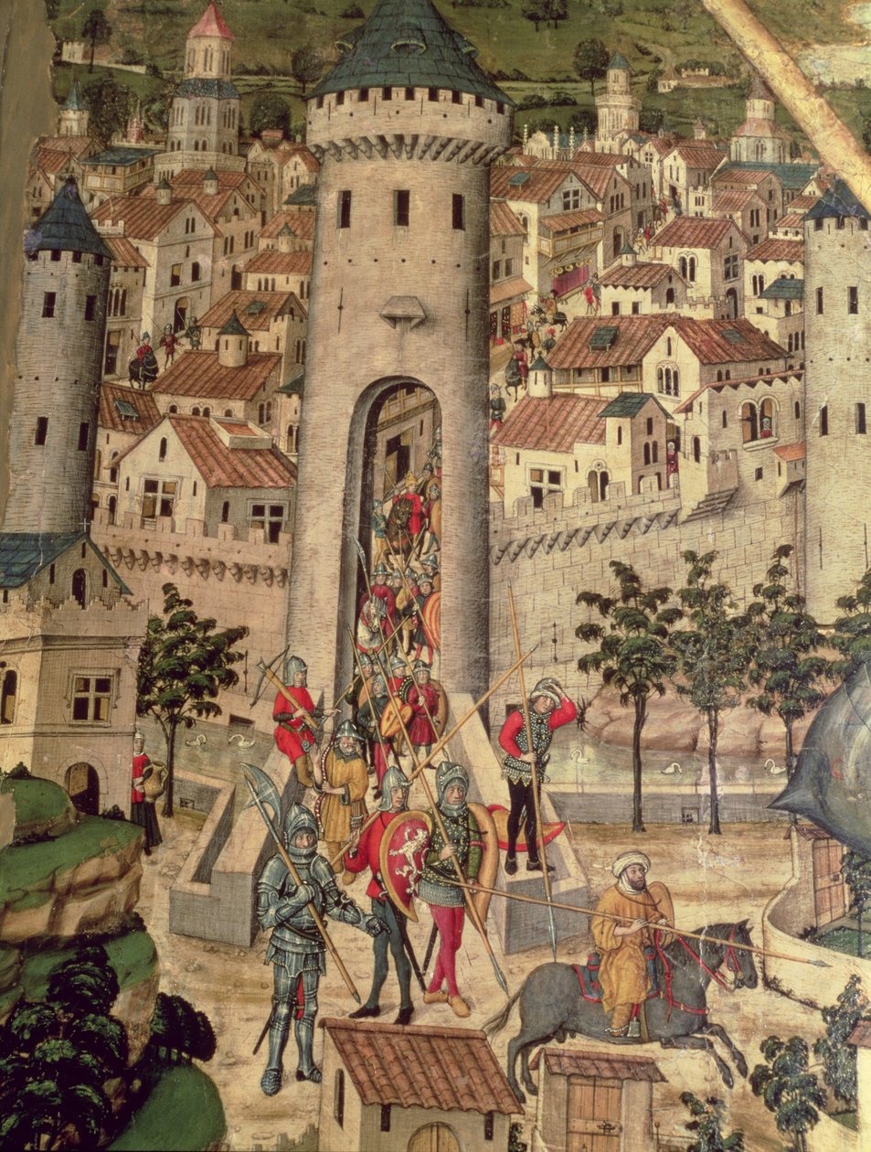 Oltář svatého Jordiho, detail zobrazující dobytí města Mallorca armádou Jakuba I od Pedro Nisart