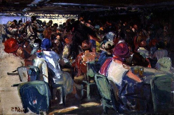 Cafe Scene (olej na palubě) od Pedro Ribera