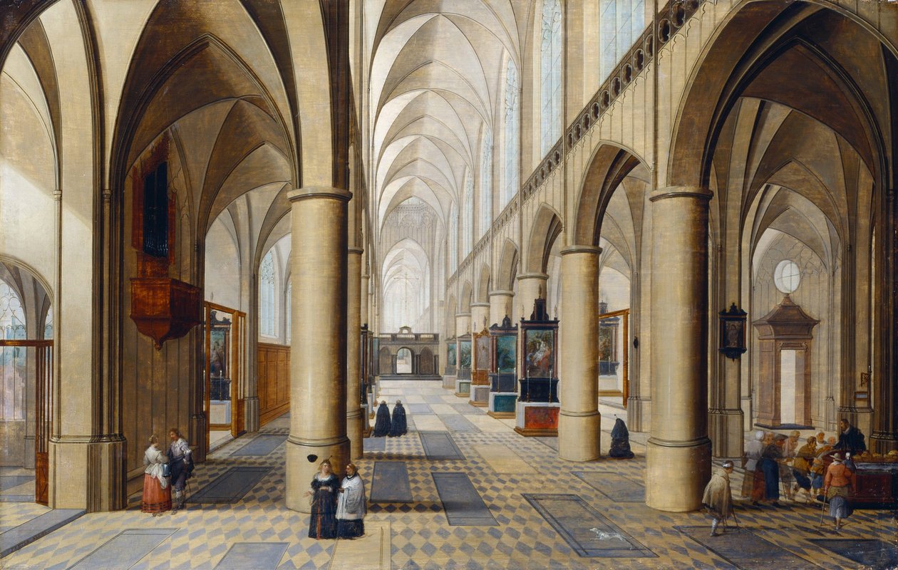 Interiér gotického kostela od Pieter the Elder Neeffs