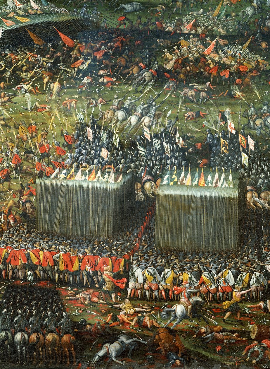 Porážka a útěk uherských a českých armád poražených císařským vojskem, Detail z bitvy na Bílé hoře u Prahy 7.-8. listopadu 1620, Pieter Snayers, obraz v Santa Maria della Vittoria, Řím. Třicetiletá válka, Česká republika od Peeter Snayers