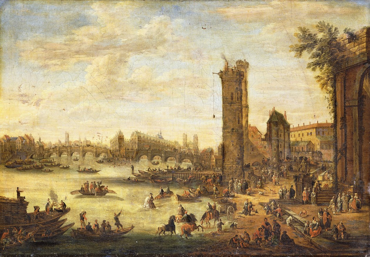 Pohled na Paříž s výhledem na Ile de la Cite a Pont Neuf, 1671-77 od Peeter or Pieter Bout