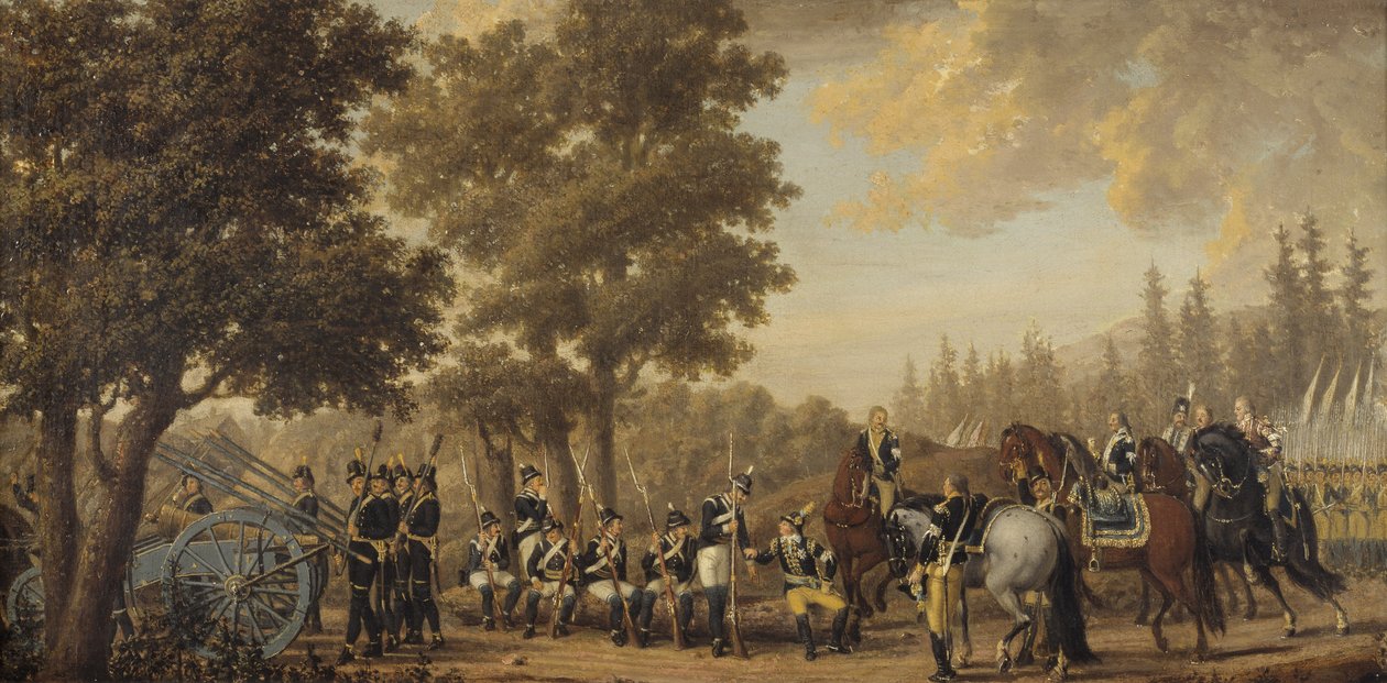 Švédský král Gustav III a voják, epizoda z ruské války 1789 od Pehr Hilleström