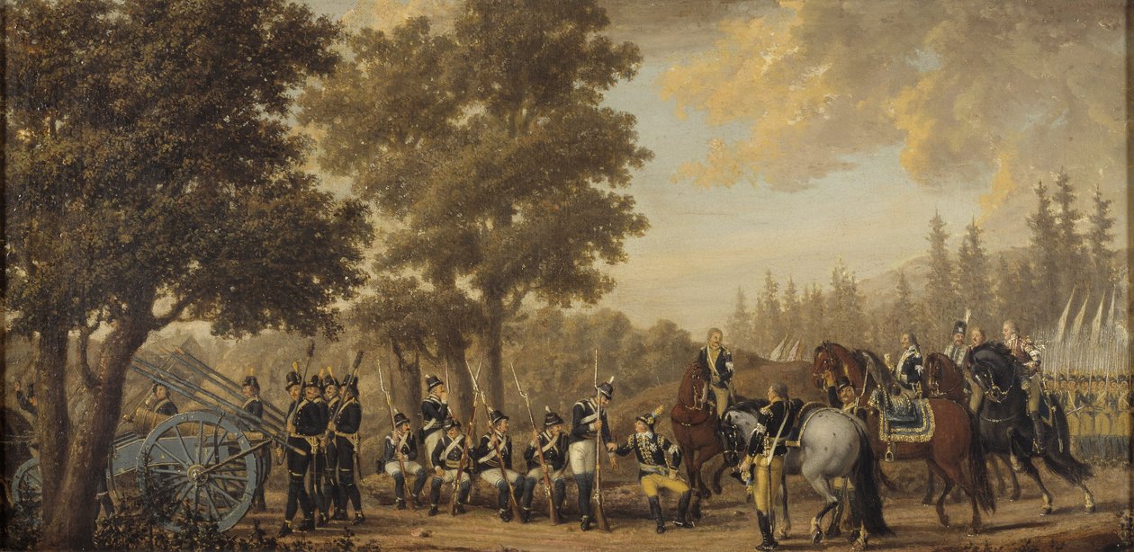 Le roi Gustav III de Suede (1746-1792) durant la guerre russo suedoise (1788-1790) - švédský král Gustav III v rusko-švédské válce, Hillestrom, Pehr (1732-1816). Olej na plátně od Pehr Hilleström