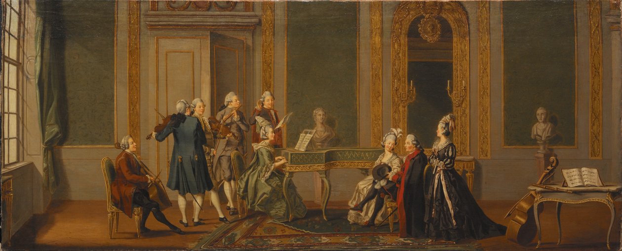Interiér ve stylu Gustavian s hudebním večírkem od Pehr Hilleström