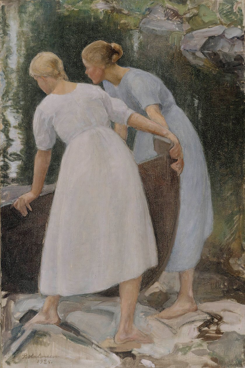 Dívky tlačí loď, 1925. od Pekka Halonen
