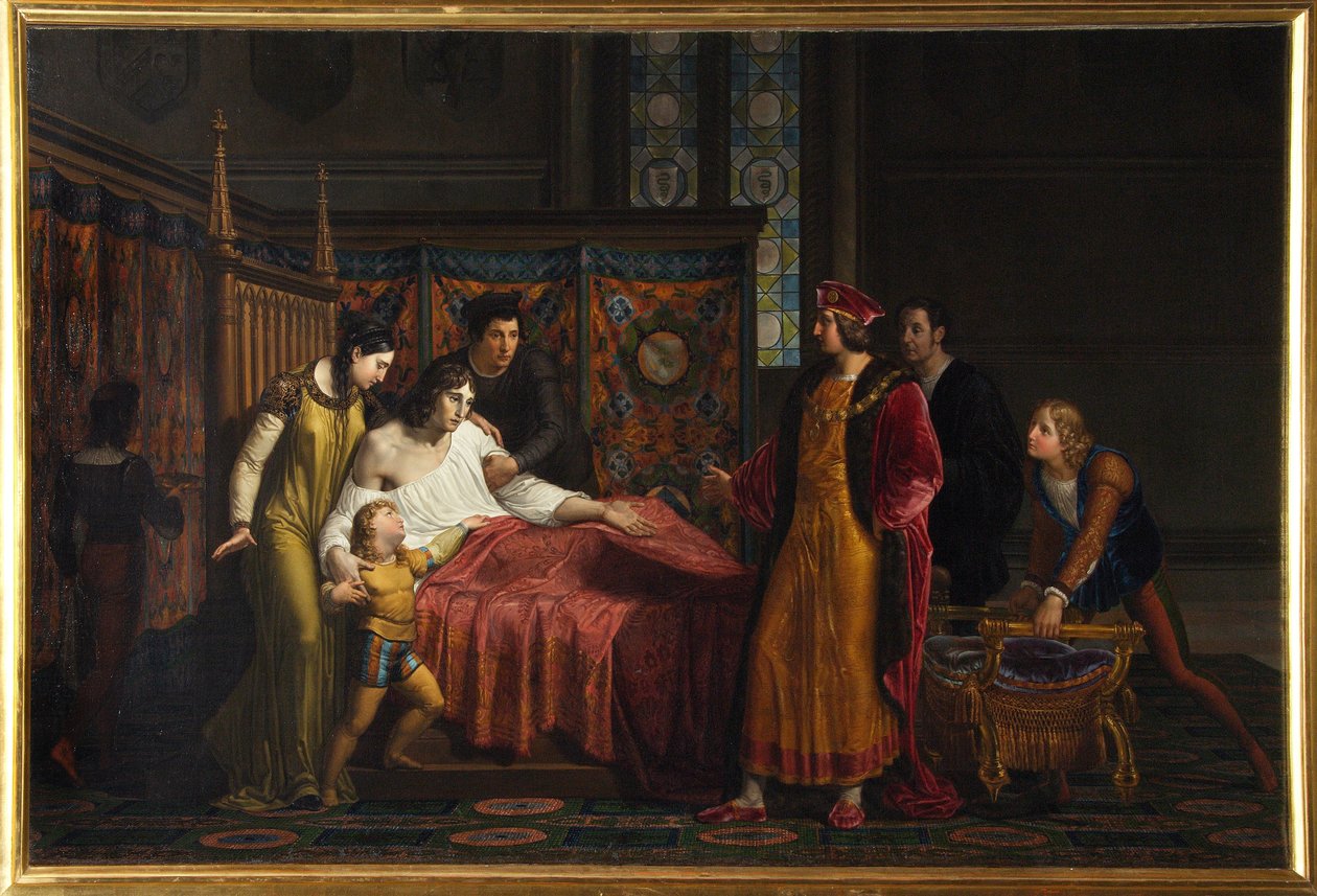 Karel VIII. na návštěvě umírajícího Giana Galeazza Sforzu na hradě Pavia od Pelagio Palagi
