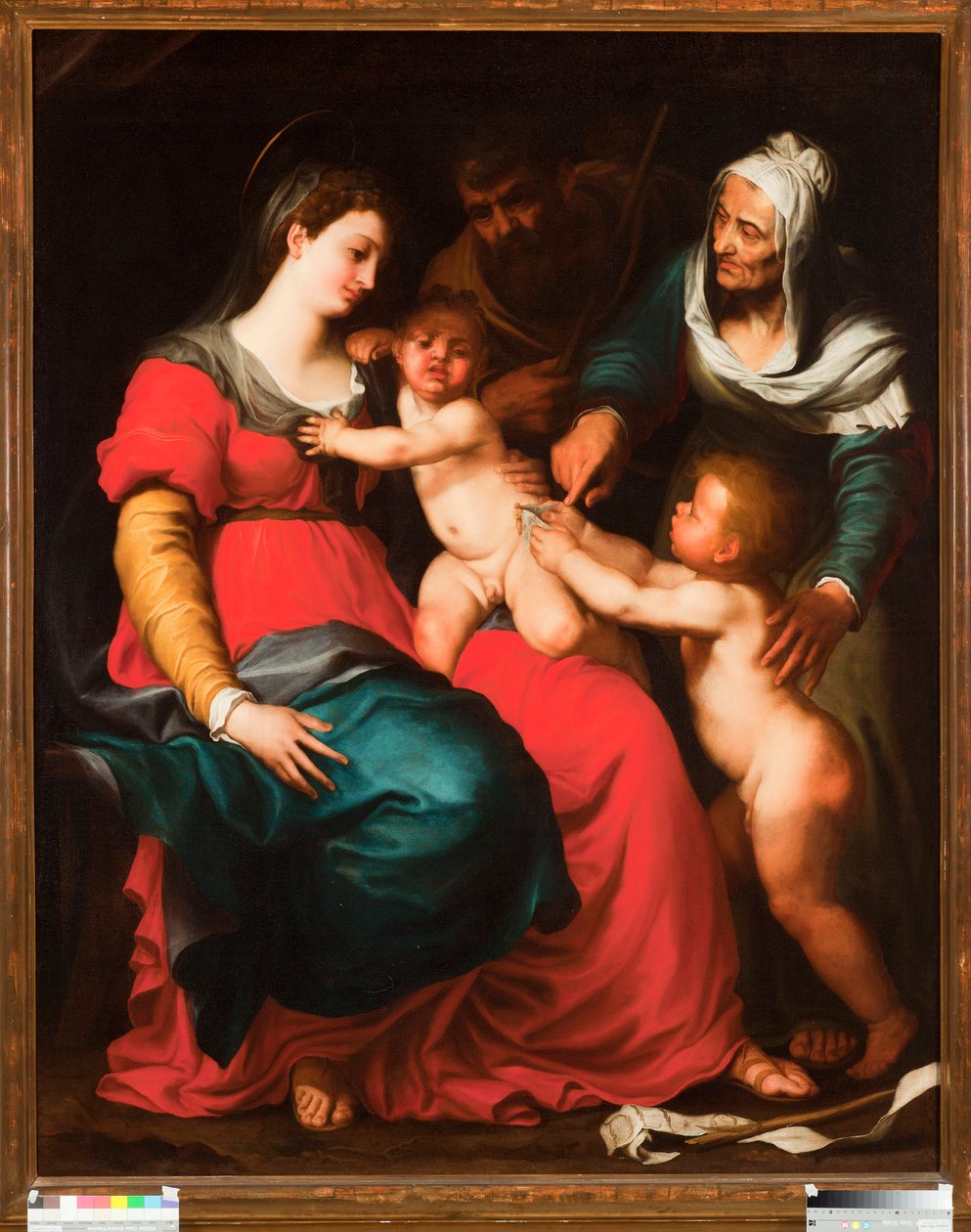 Svatá rodina s motýlem a se svatou Alžbětou a svatým Janem Křtitelem Obraz Pellegro Piola (1617-1640) od Pellegrino Piola