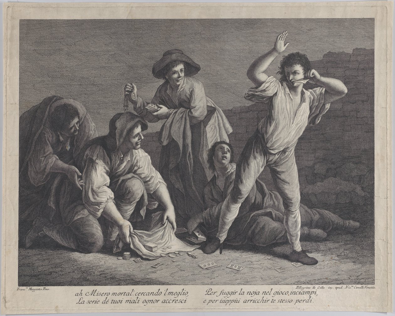 Skupina lidí hazardních her, 1770-1800., 1770-1800. od Pellegrino dal Colle