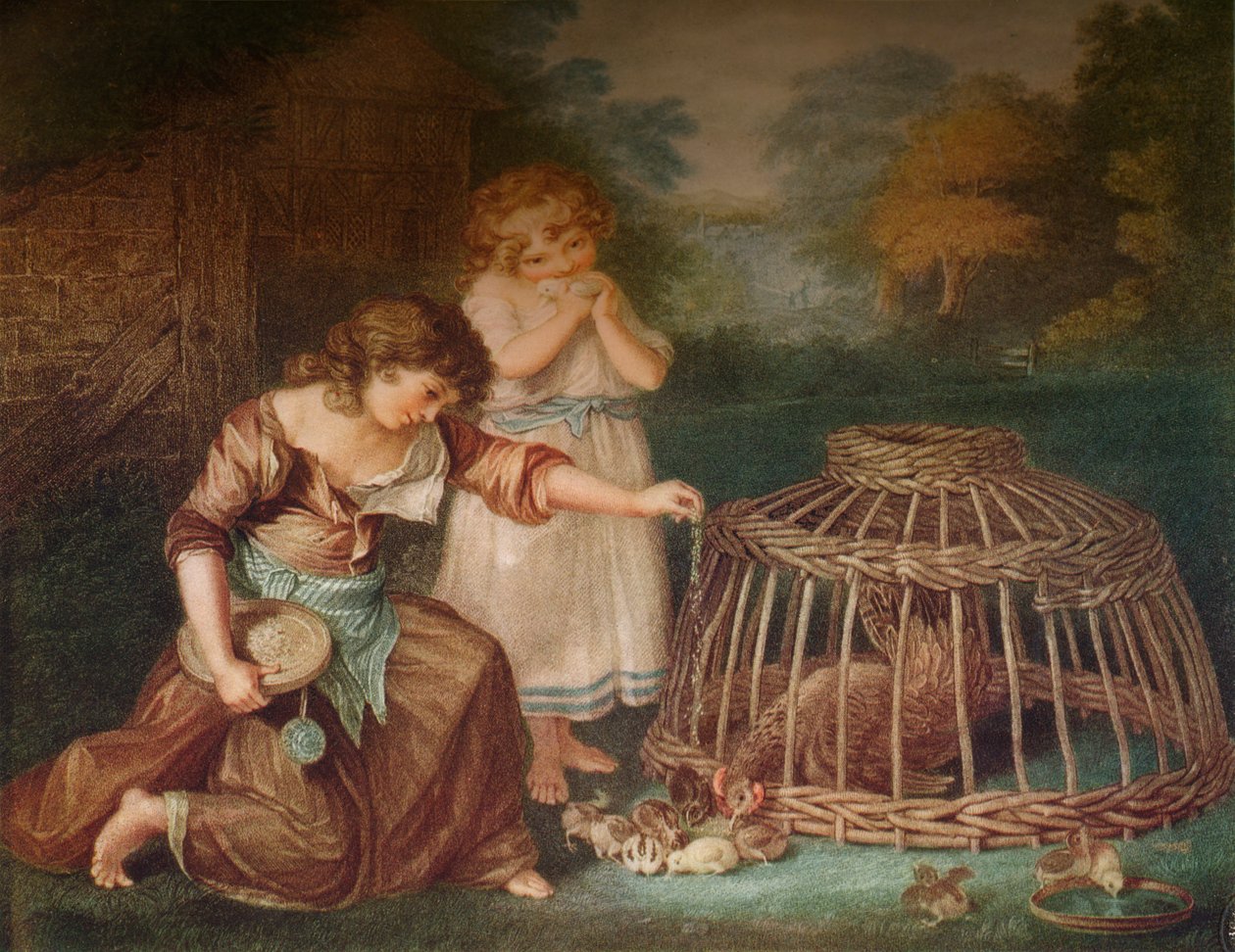Krmení kuřat, c1788 od Peltro William Tomkins