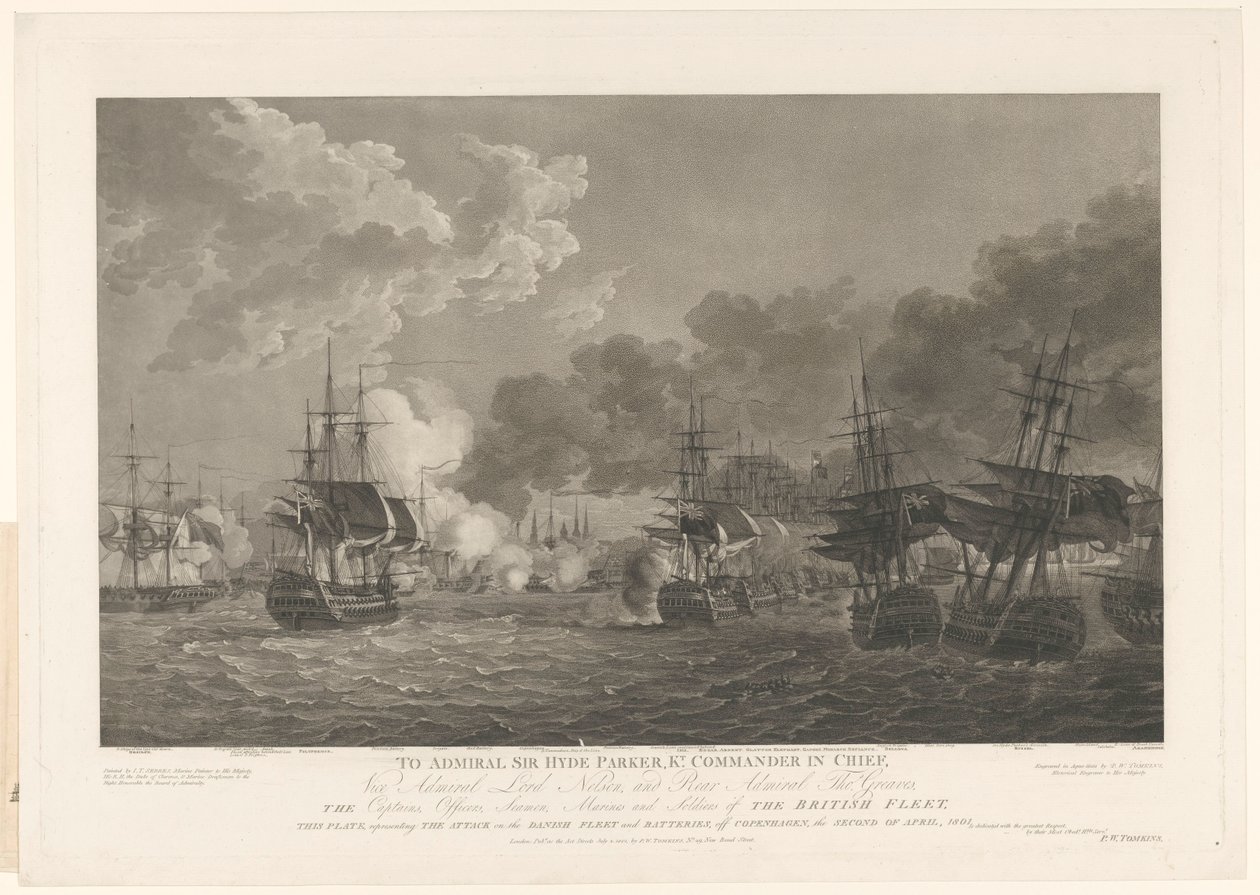 Pohled na námořní bitvu u Kodaně, 1801 od Peltro William Tomkins