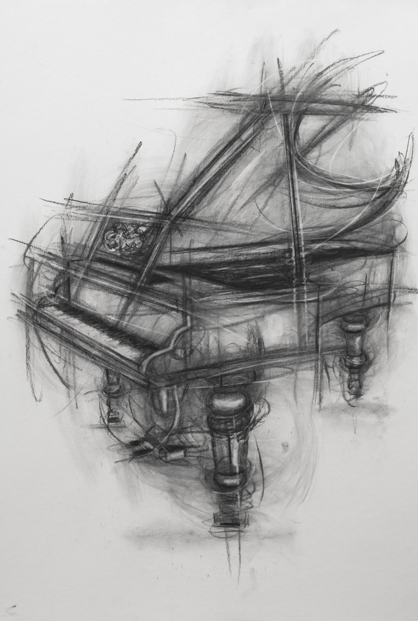 Grand Piano, 2005 (uhl na papíře) od Penny Warden