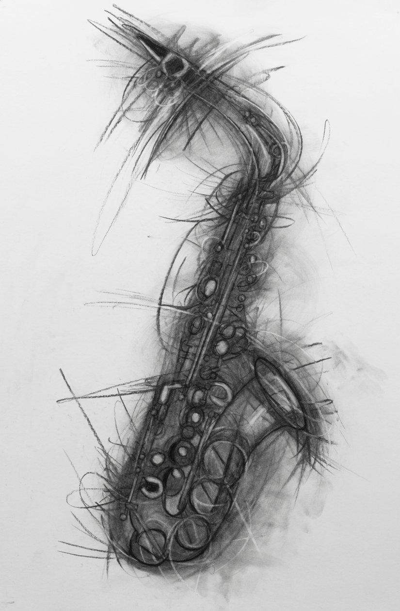 Saxofon 2005 (uhl na papíře) od Penny Warden