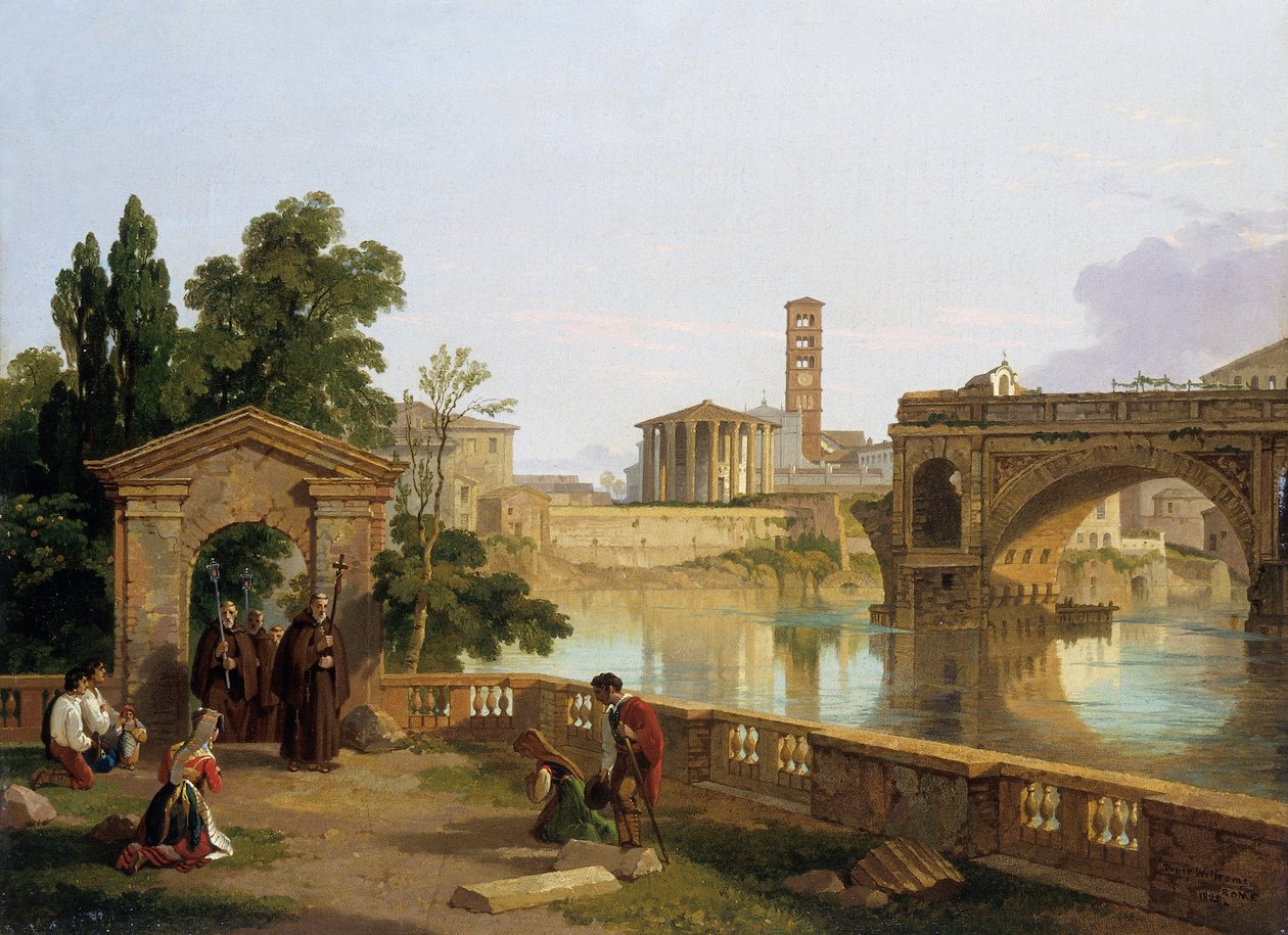 „Tiber s chrámem Vesty“, 1828 od Penry Williams