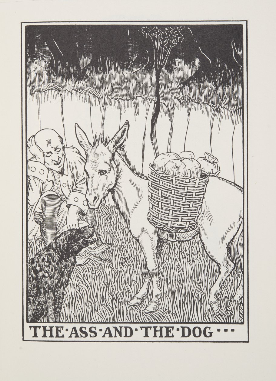 Osel a pes, z Fontaine Fables, hospoda. 1905 od Percy J. Billingshurst