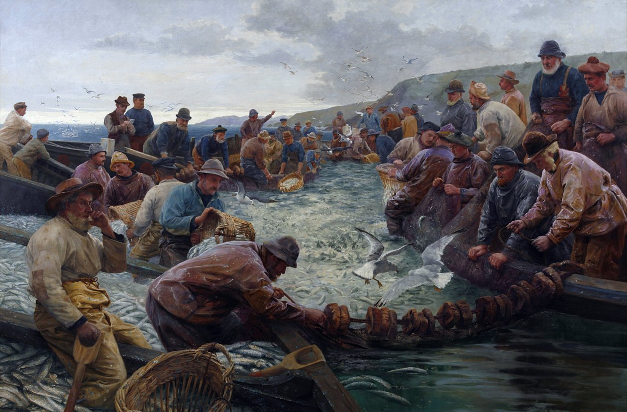 Tucking a School of Pilchards, 1897 od Percy Robert Craft