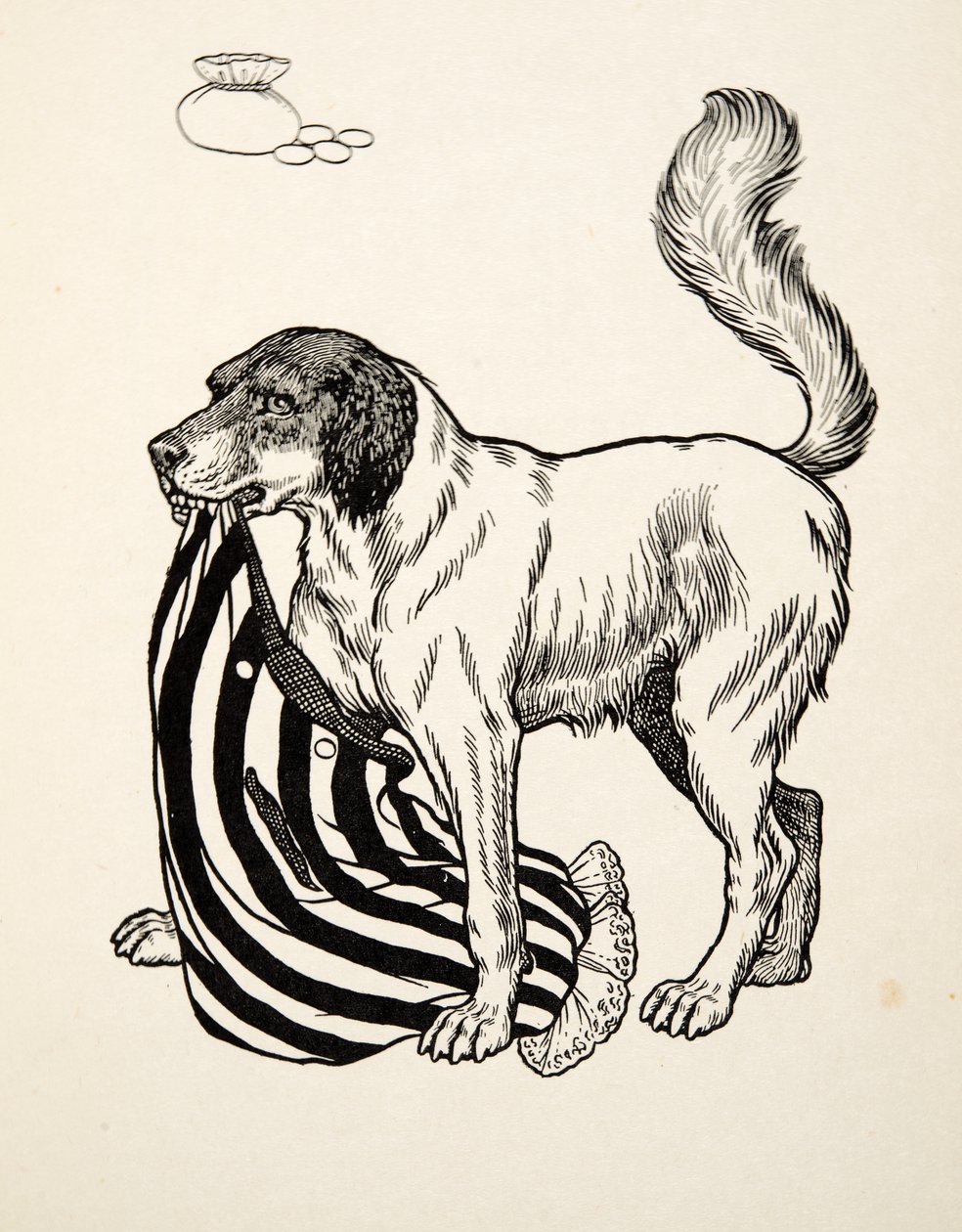 Dobrý nálezce, ze Sto anekdot o zvířatech, hospoda. 1924 (rytina) od Percy J. Billingshurst