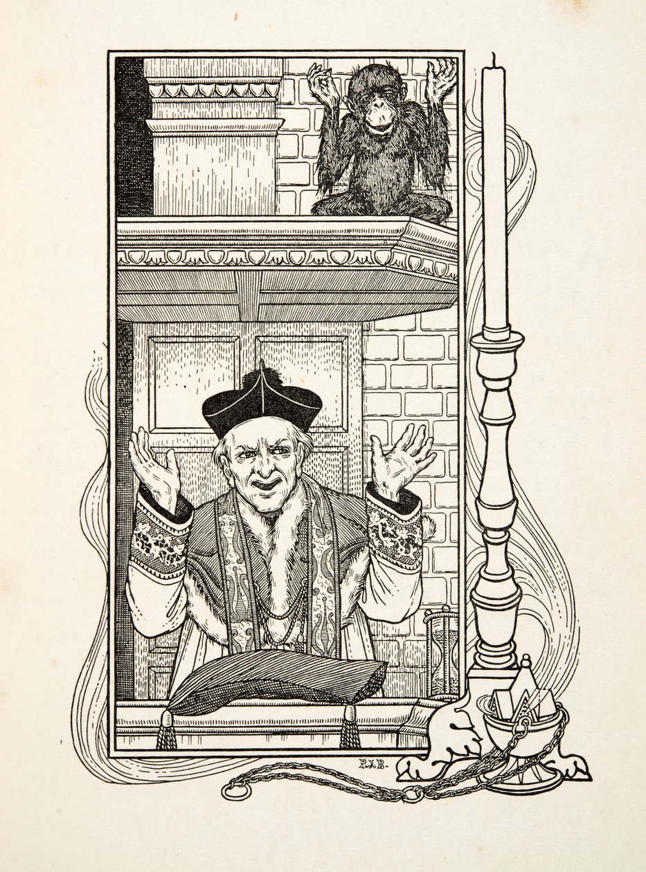 Mimika, ze Sto anekdot o zvířatech, hospoda. 1924 (rytina) od Percy J. Billingshurst