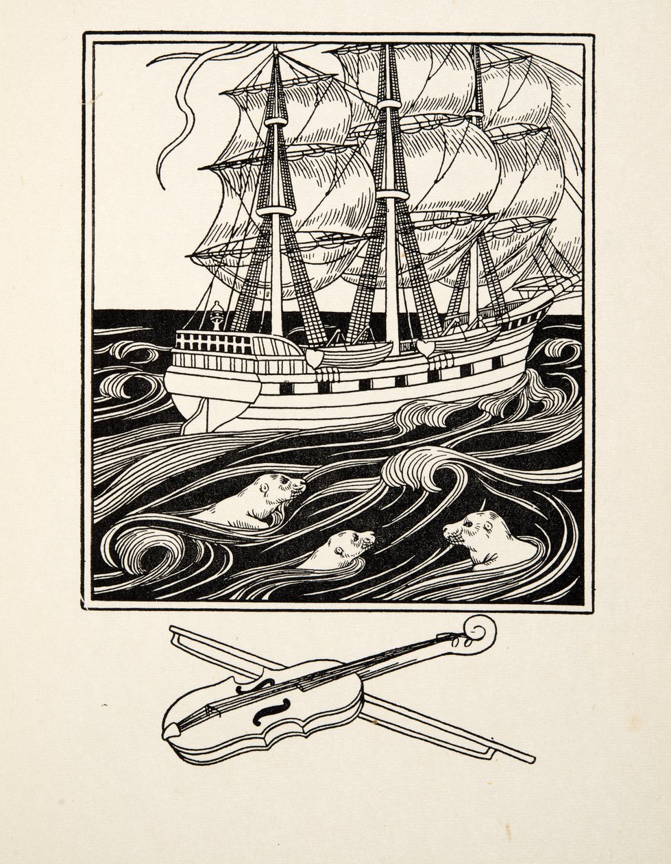 Musical Seals, od Sto anekdot o zvířatech, hospoda. 1924 (rytina) od Percy J. Billingshurst