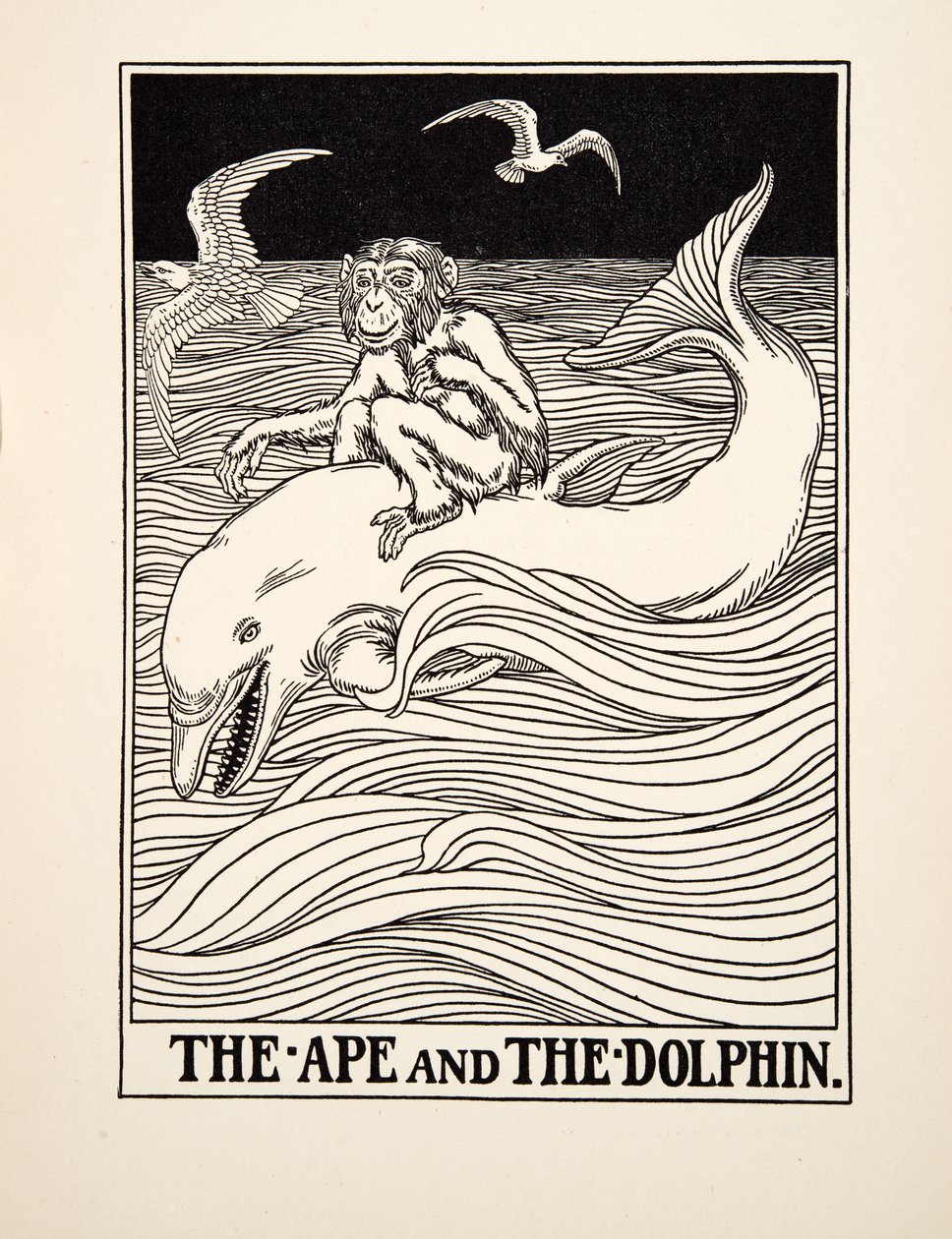 Opice a delfín, ze Sto Ezopových bajek, pub.1903 od Percy J. Billingshurst