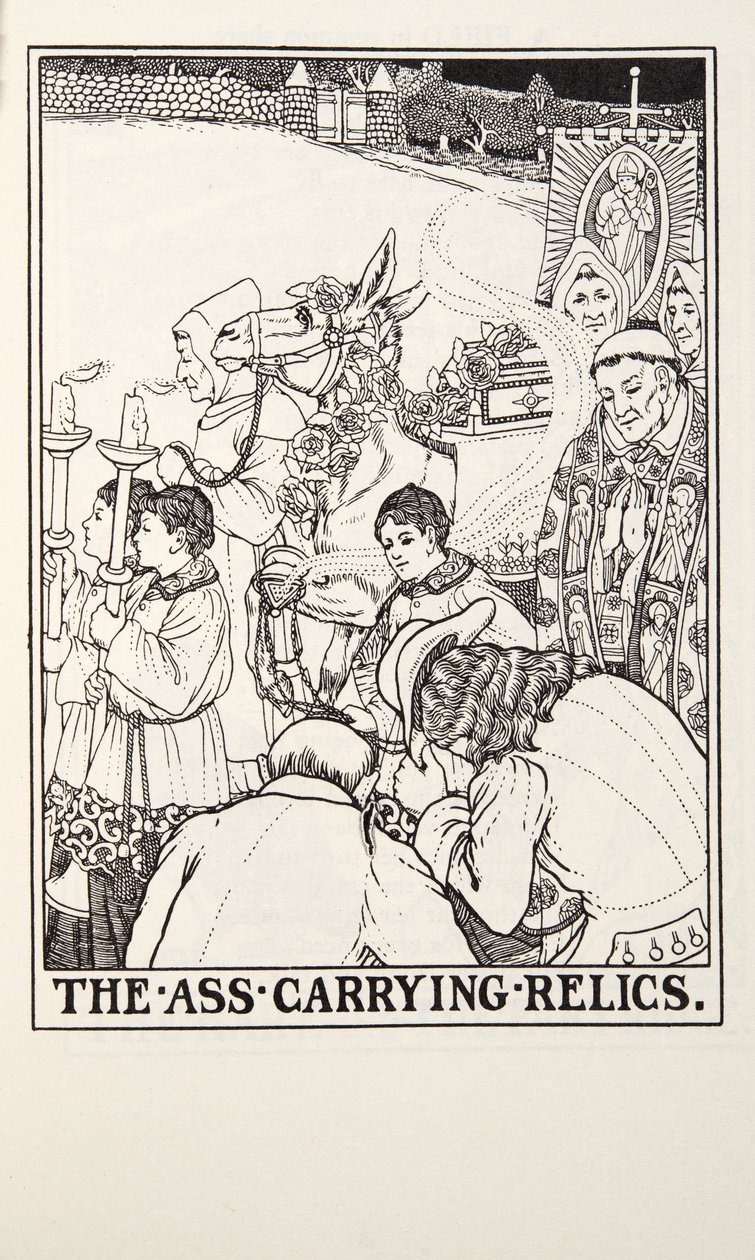 The Ass Carrying Relics, from Fontaine Fables, pub. 1905 (rytina) od Percy J. Billingshurst