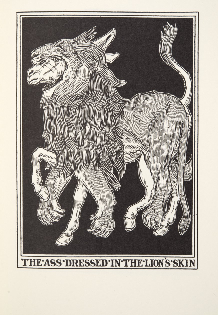 The Ass Dressed in the Lions Skin, from Fontaine Fables, pub. 1905 od Percy J. Billingshurst