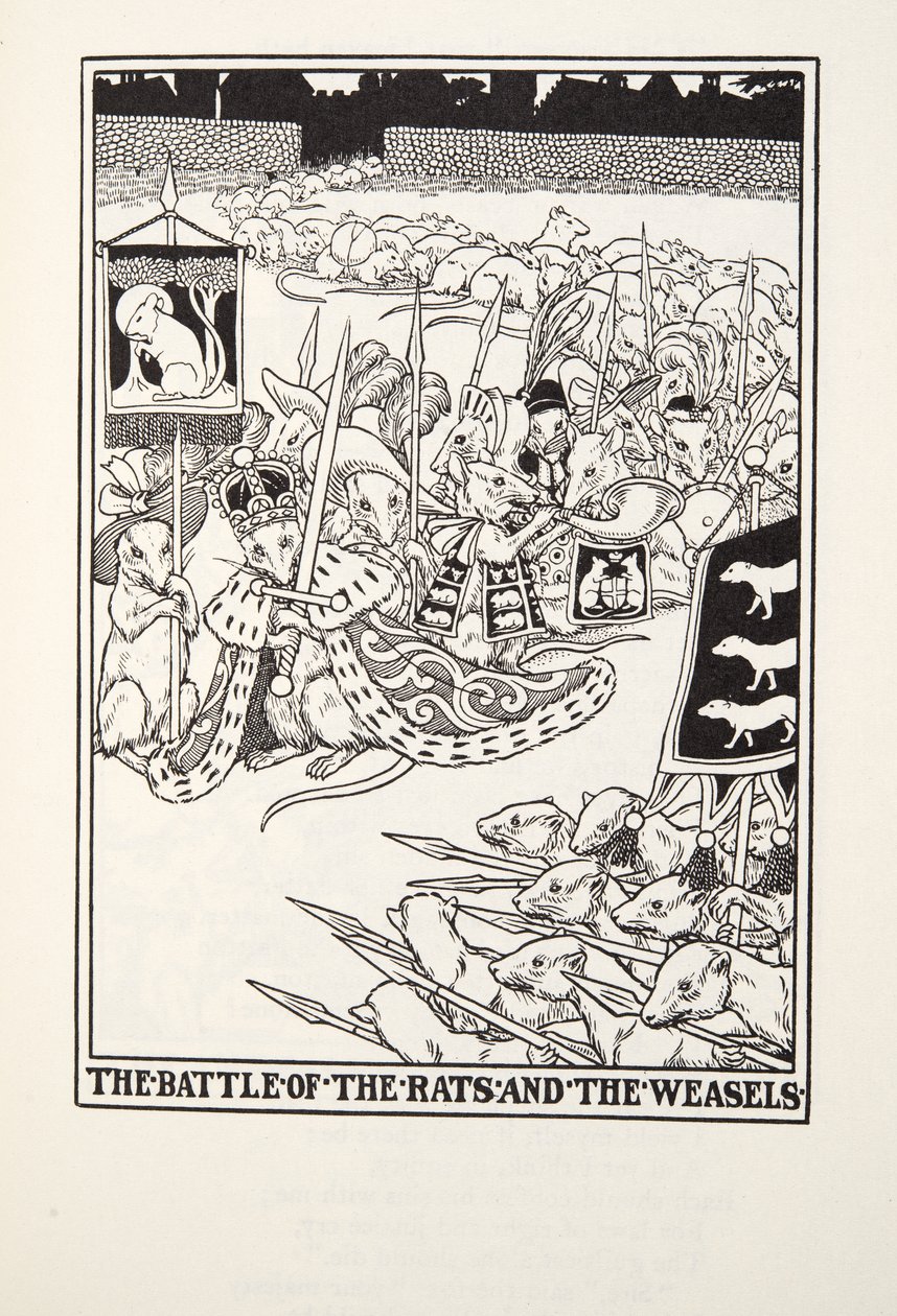 The Battle of the Rats and the Weasels, from Fontaine Fables, pub. 1905 od Percy J. Billingshurst