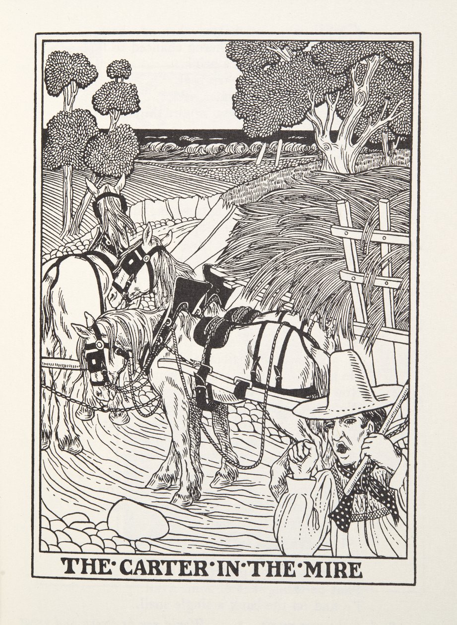 Carter in the Mire, z Fontaine Fables, hospoda. 1905 (rytina) od Percy J. Billingshurst