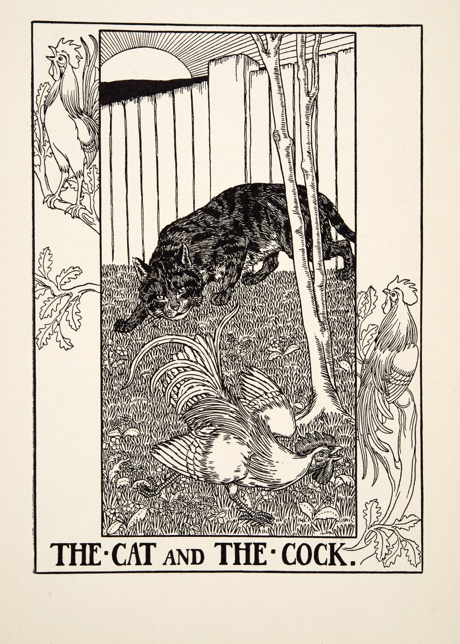 Kočka a kohout, ze sta Ezopových bajek, pub.1903 od Percy J. Billingshurst