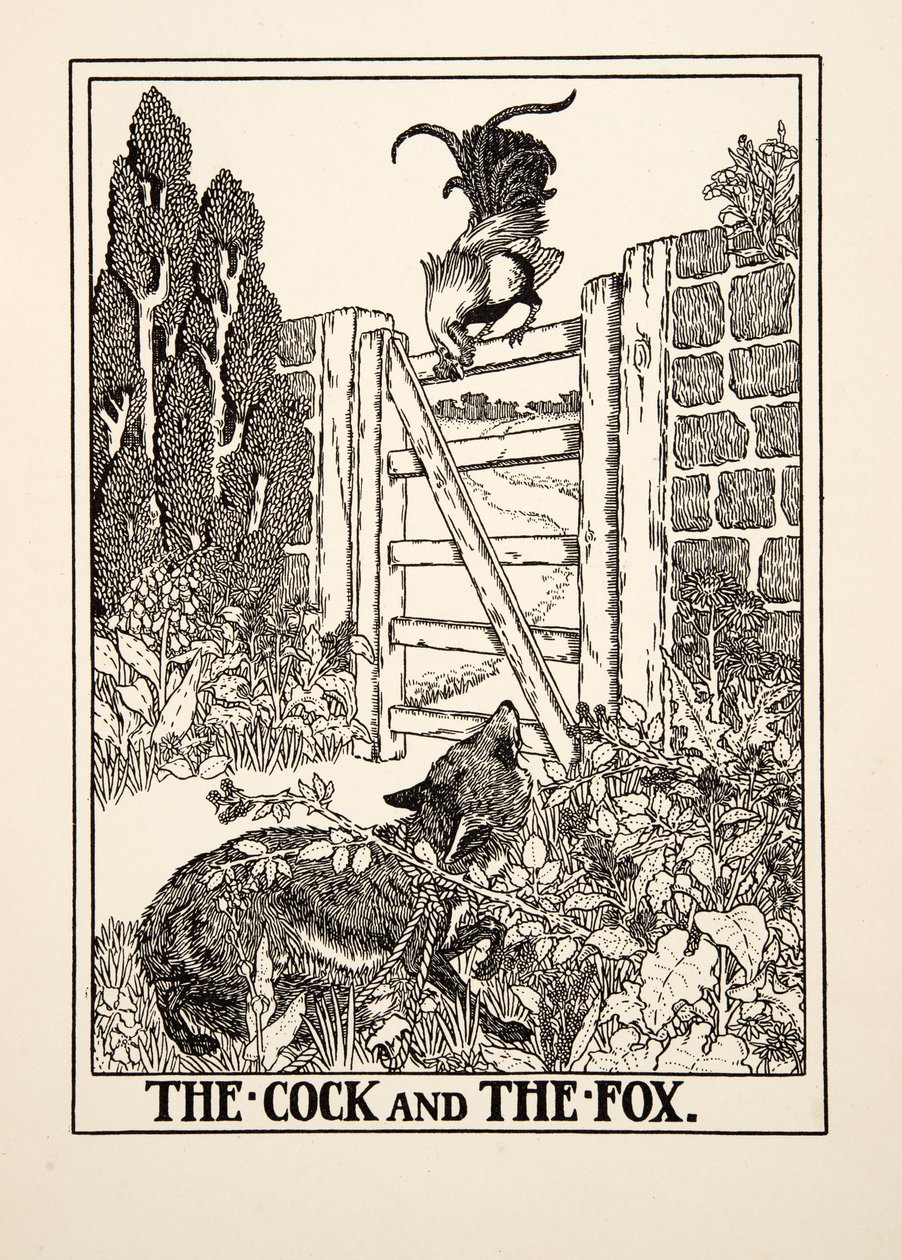 Kohout a liška, ze sta Ezopových bajek, pub.1903 od Percy J. Billingshurst