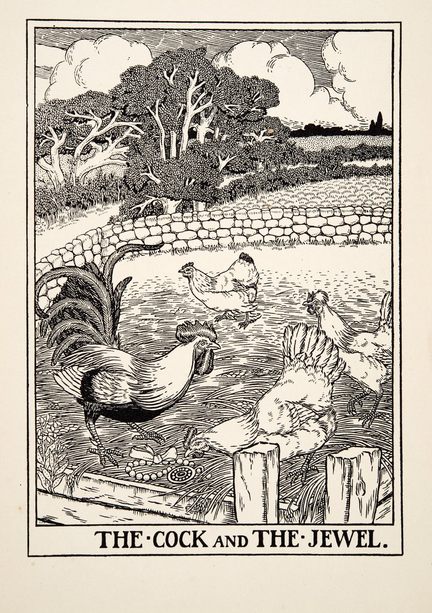 Kohout a klenot, ze Sto bajek Ezopových, pub.1903 od Percy J. Billingshurst