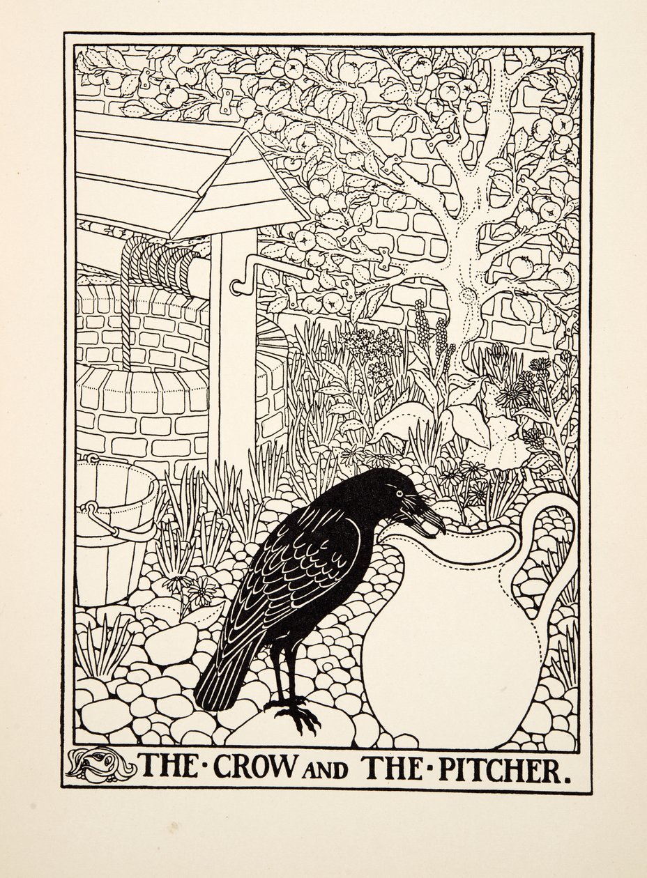 Vrána a džbán, ze Sto Ezopových bajek, pub.1903 od Percy J. Billingshurst
