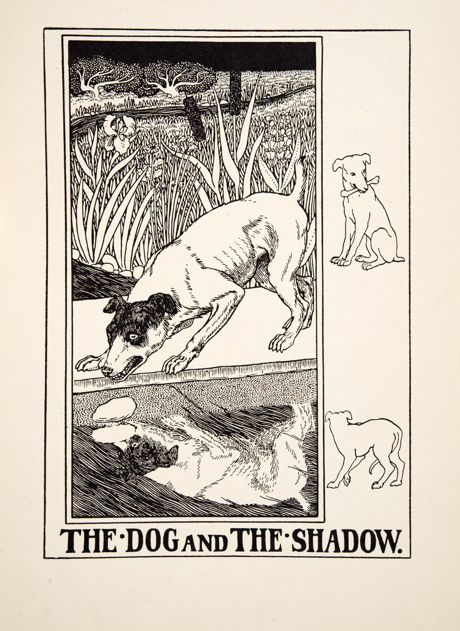 Pes a stín, ze Sto Ezopových bajek, pub.1903 od Percy J. Billingshurst