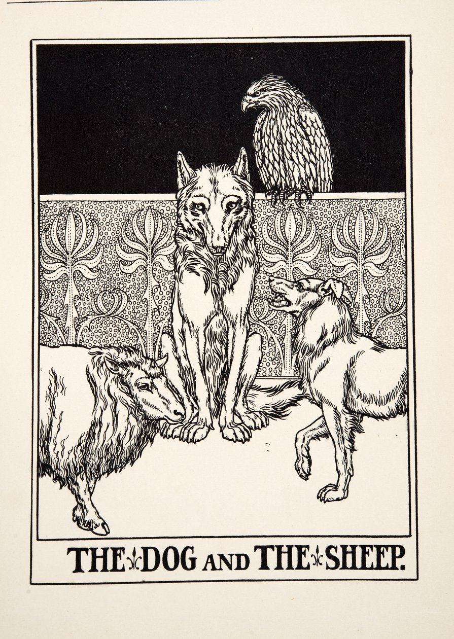 Pes a ovce, ze sta Ezopových bajek, pub.1903 od Percy J. Billingshurst