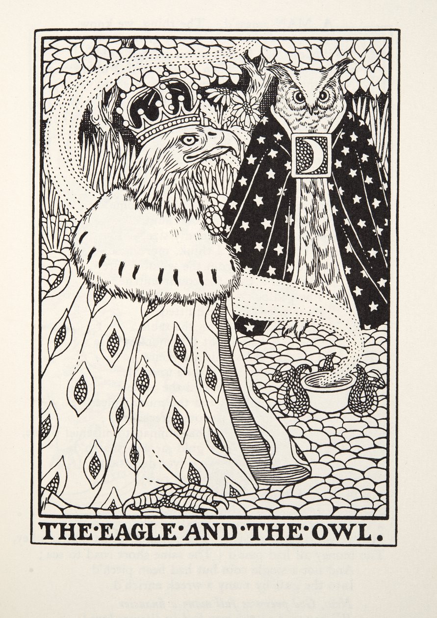 The Eagle and the Owl, from Fontaine Bajky, hospoda. 1905 od Percy J. Billingshurst