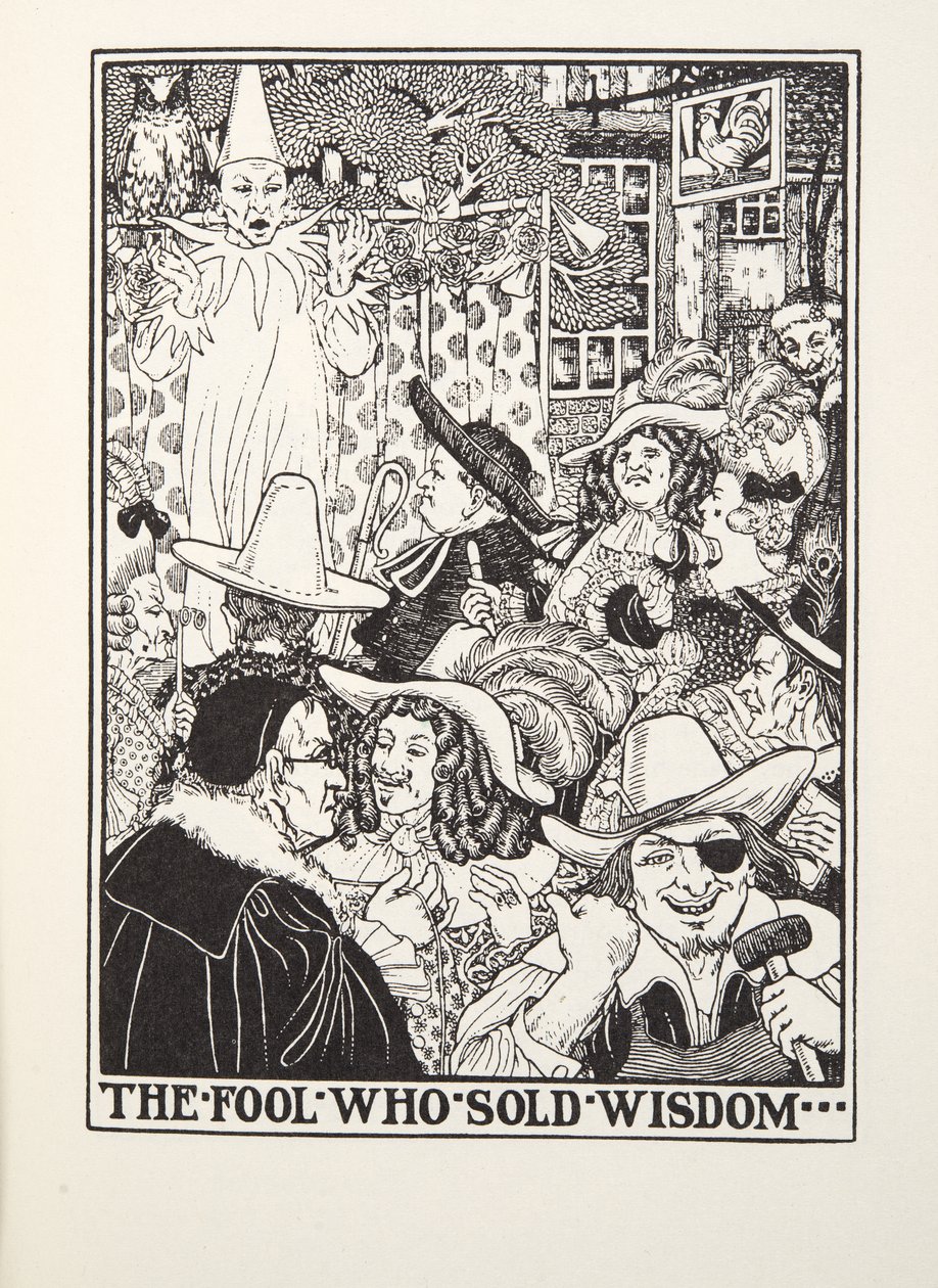 Blázen, který prodával moudrost, od Fontaine Fables, hospoda. 1905 (rytina) od Percy J. Billingshurst