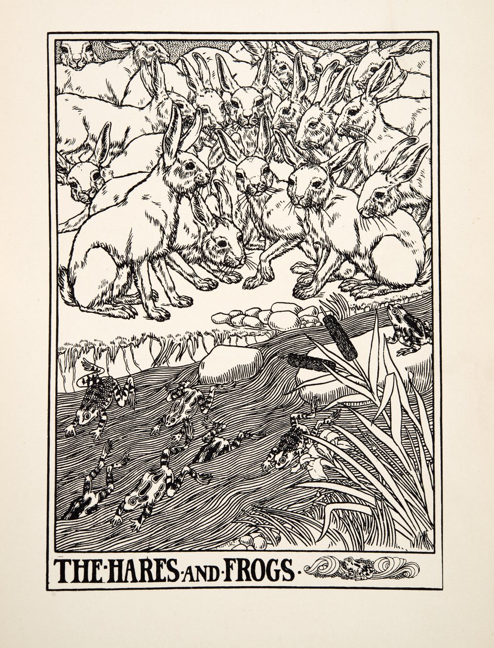 Zajíci a žáby, ze sta Ezopových bajek, pub.1903 od Percy J. Billingshurst