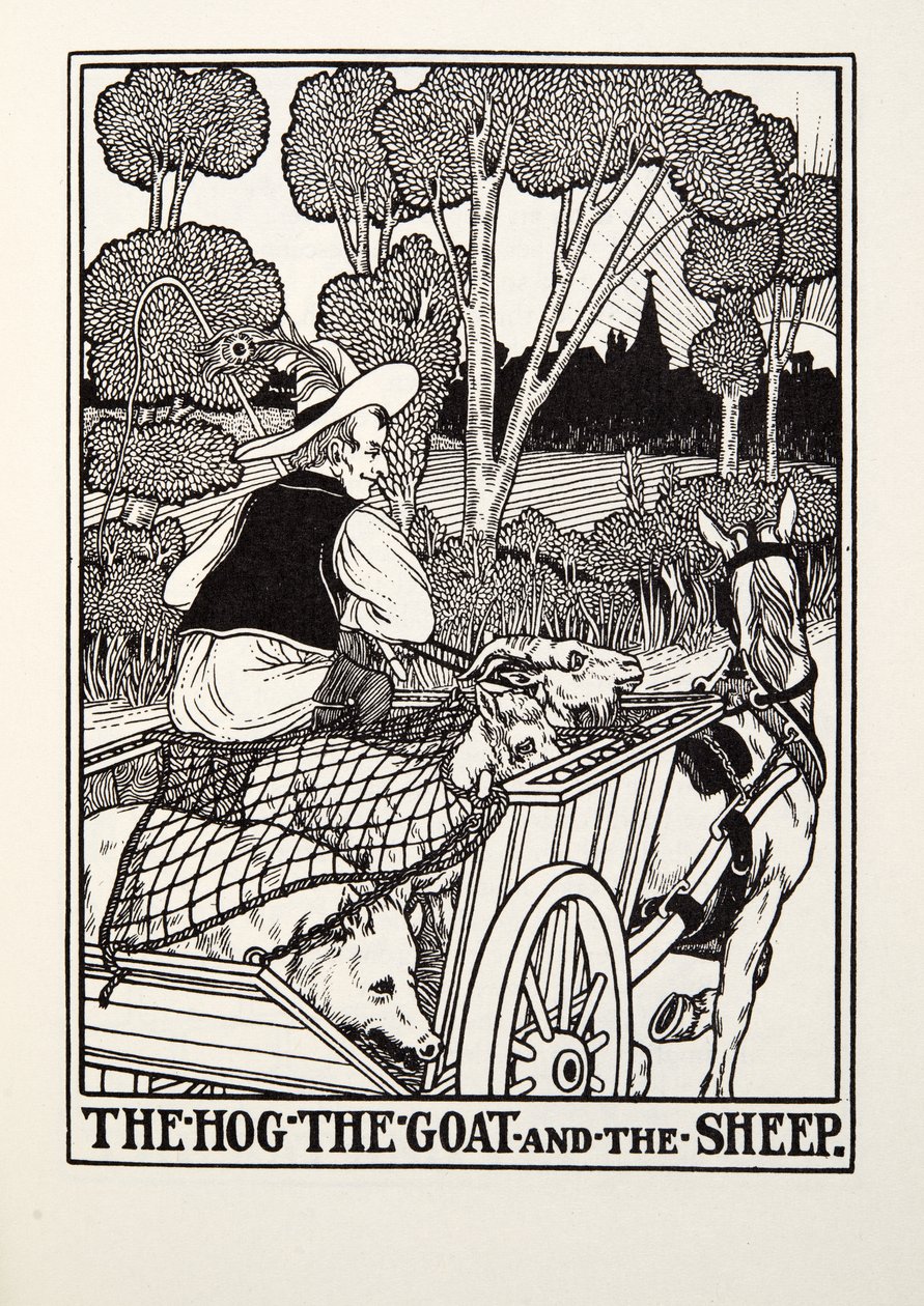 Hog, the Goat and the Sheep, from Fontaine Fables, pub. 1905 od Percy J. Billingshurst